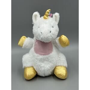 Baby Ganz Fiddles Unicorn Rattle Plush White 10” Stuffed Animal